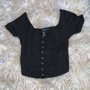 Forever 21 black ribbed crop top